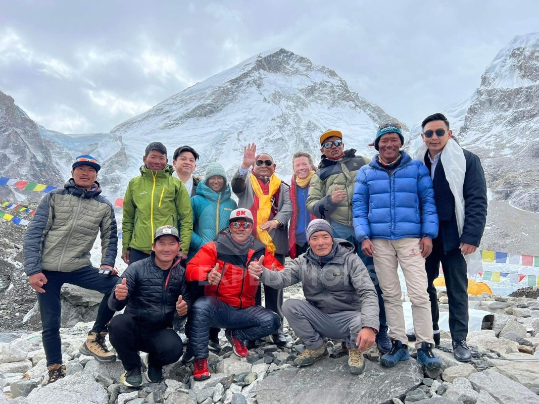 Tourism Minister Mr. Prem Ale Magar  At 8K Expedition Camp At Everest Base Camp (5545m)